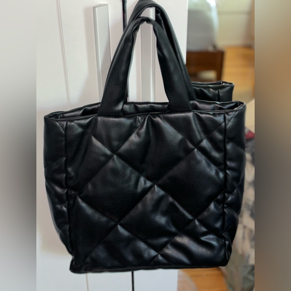 Black Quilted Tote Bag